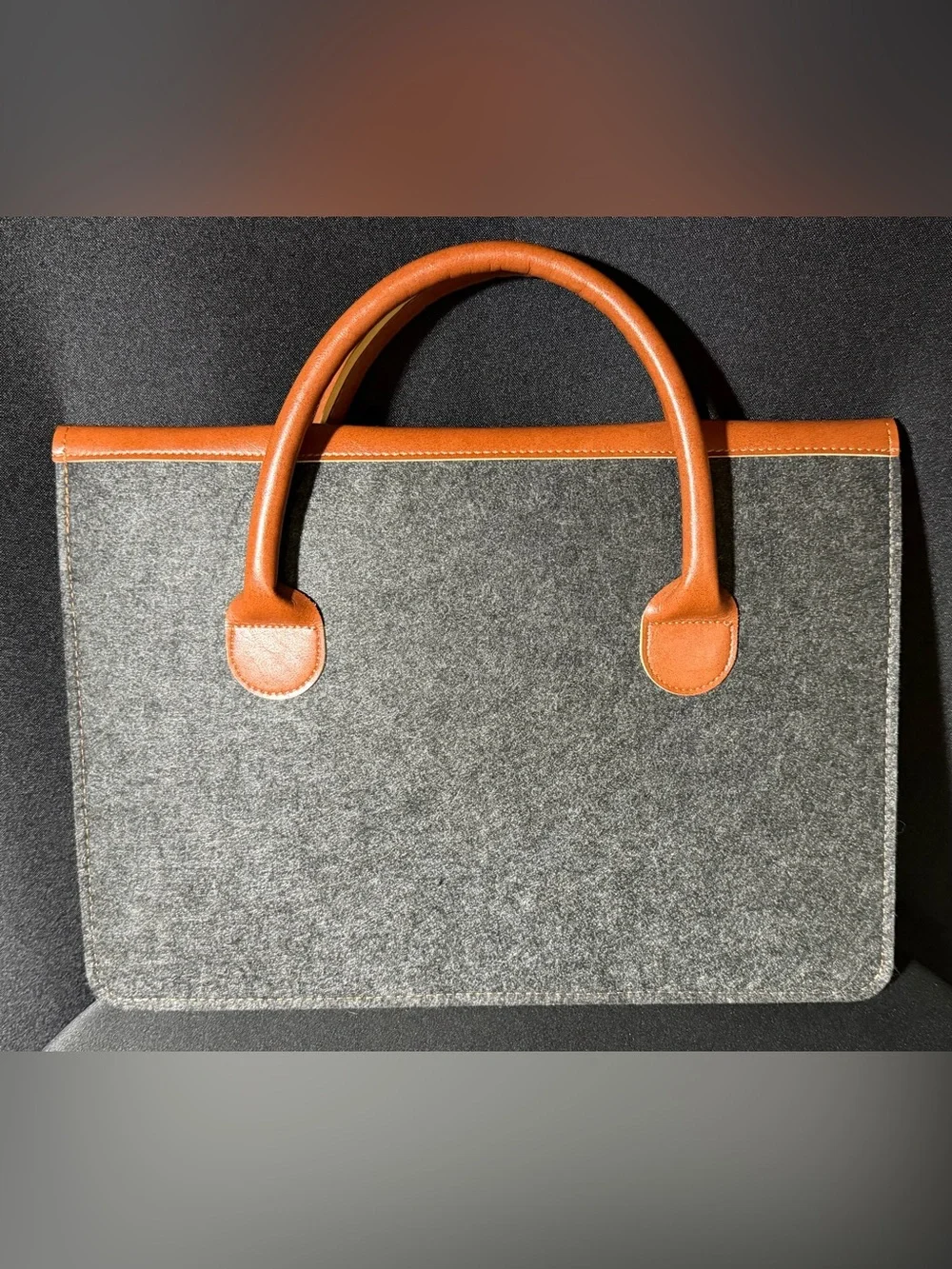 NWOT Drawiger Wool Leather Laptop Sleeve Briefcase 15” MacBook Gray